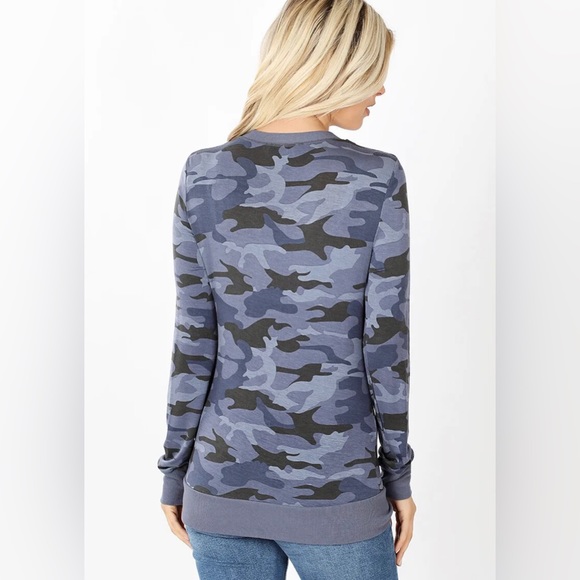 Zenana Womens Camouflage Print Snap Button Cardigan sz S - Picture 3 of 8